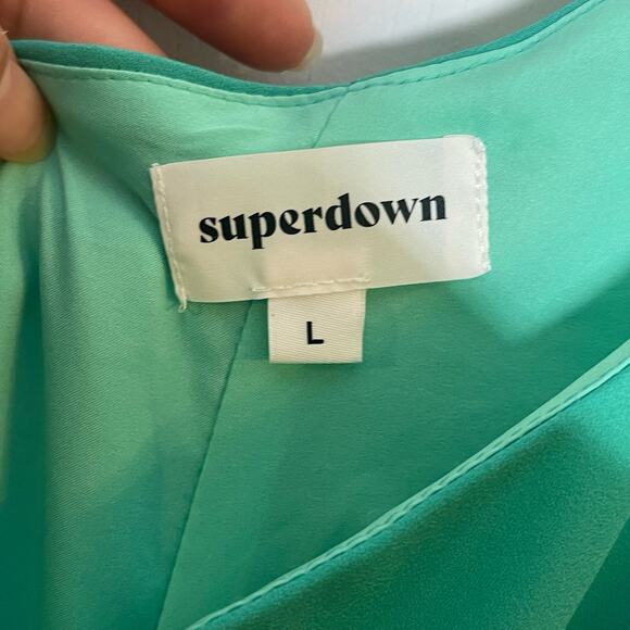 NEW Superdown Aimey One Shoulder Romper Women's Size Large Turquoise Bodice - Picture 11 of 14